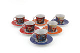 Set cești de cafea, Multicolor, 30x9x24 cm