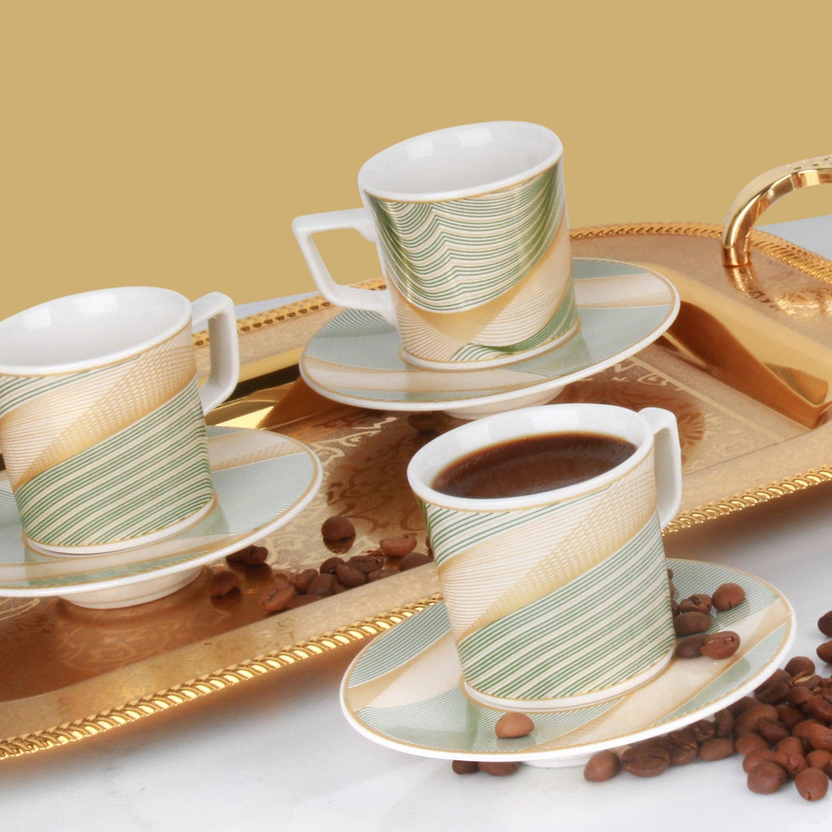 Set cești de cafea, Albastru, 35x7x32 cm