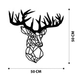 Accesoriu metal decorativ de perete Deer Metal Decor, Negru, 1x49x50 cm