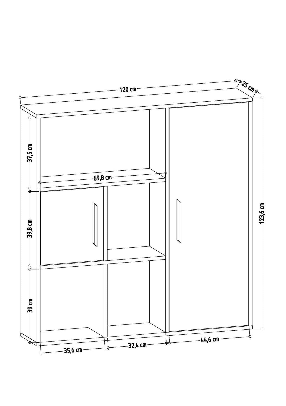 Biblioteca Aygt, Gri, 120x123,6x25 cm