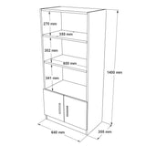 Biblioteca Farya cu 2 usi si 4 rafturi, Alb, 64 x 140 x 36 cm