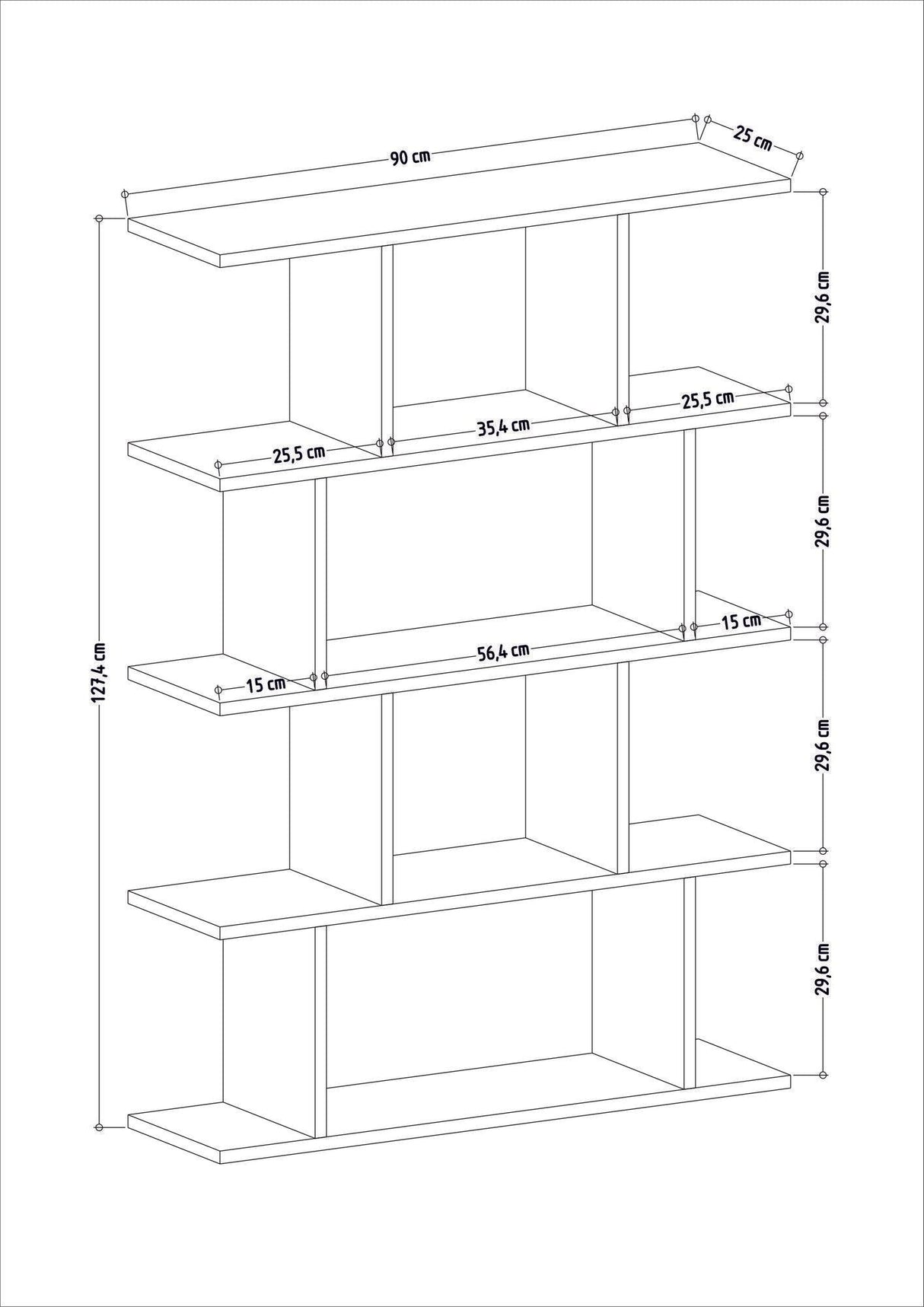 Biblioteca Harmon, Stejar, 90 x 127 x 25 cm