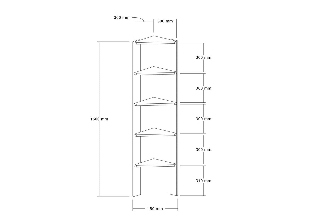 Biblioteca Sole, Gri, 45x160x30 cm