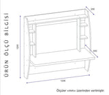 Birou Buglem Elegant cu biblioteca, Alb, 124 x 120 x 55 cm