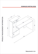 Birou Domingos cu 2 usi rafturi, Alb, 150 x 140 x 62 cm