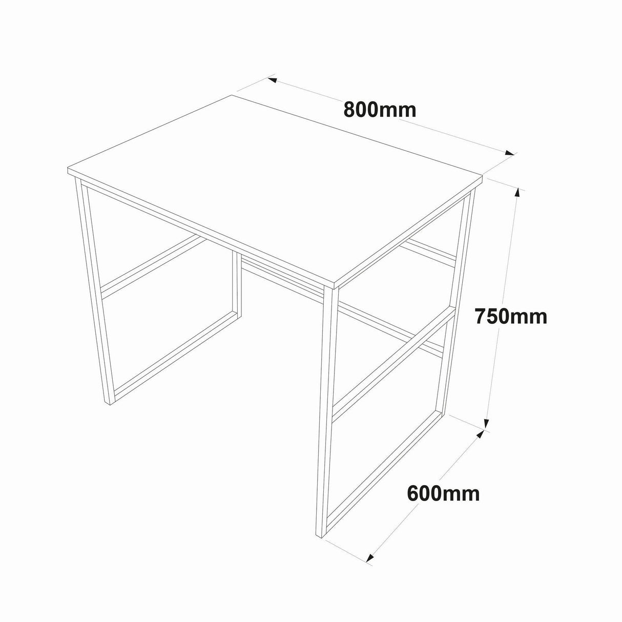 Birou Eleva Small cadru metal, Stejar, 80 x 75 x 60 cm