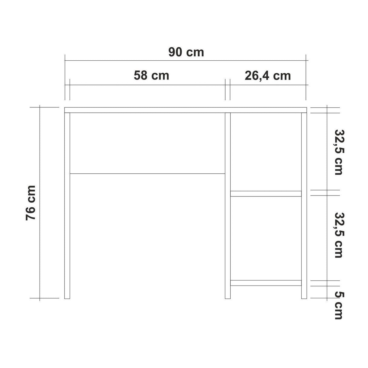 Birou Mundus, Alb, 50x76x90 cm