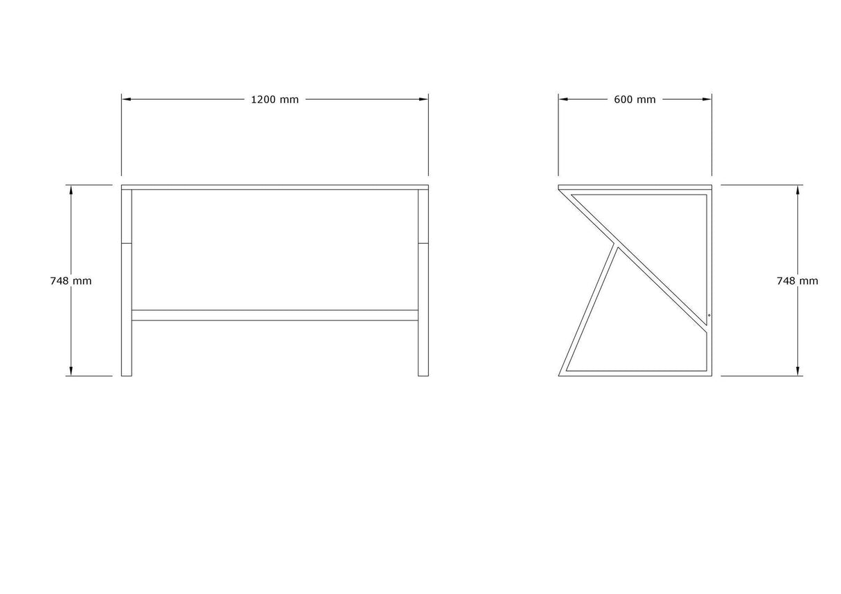 Birou Murren cu picioare metalice , Gri, 120 x 75 x 60 cm