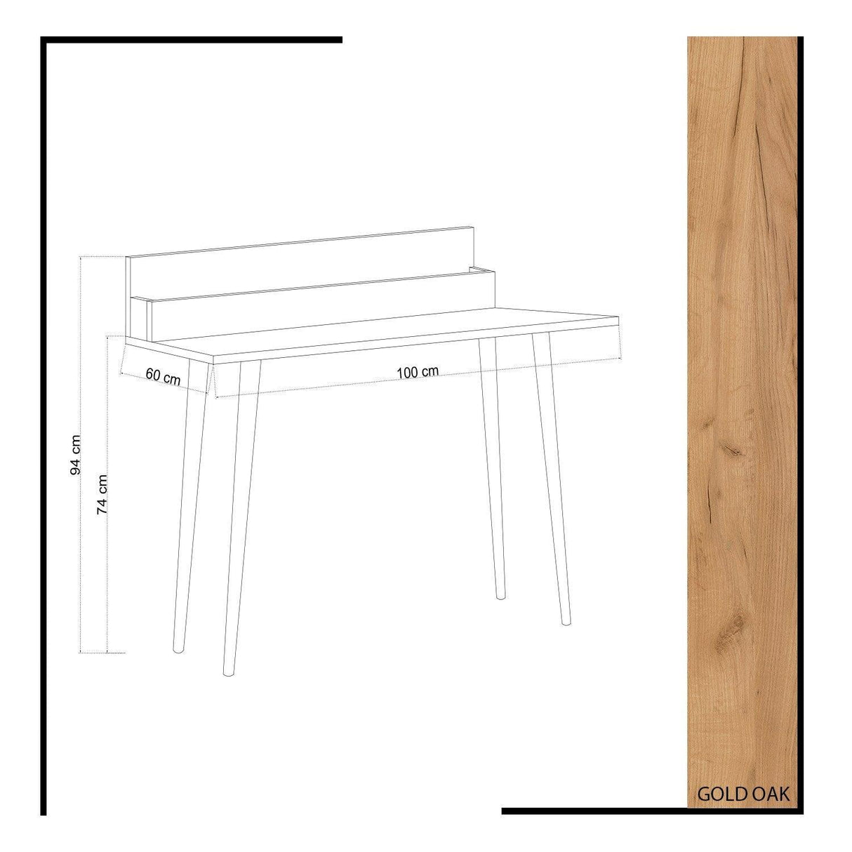 Birou Rammi cu compartimente, Stejar, 100 x 94 x 60 cm