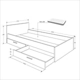 Pat dublu Adore Trendline cu sertare,  172 x 90 x 205 cm