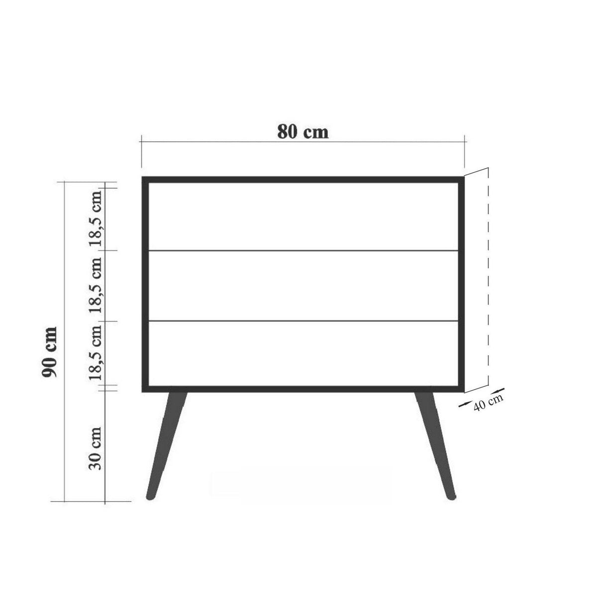 Comoda City Trio Dresser 2, Multicolor, 90x40x80 cm