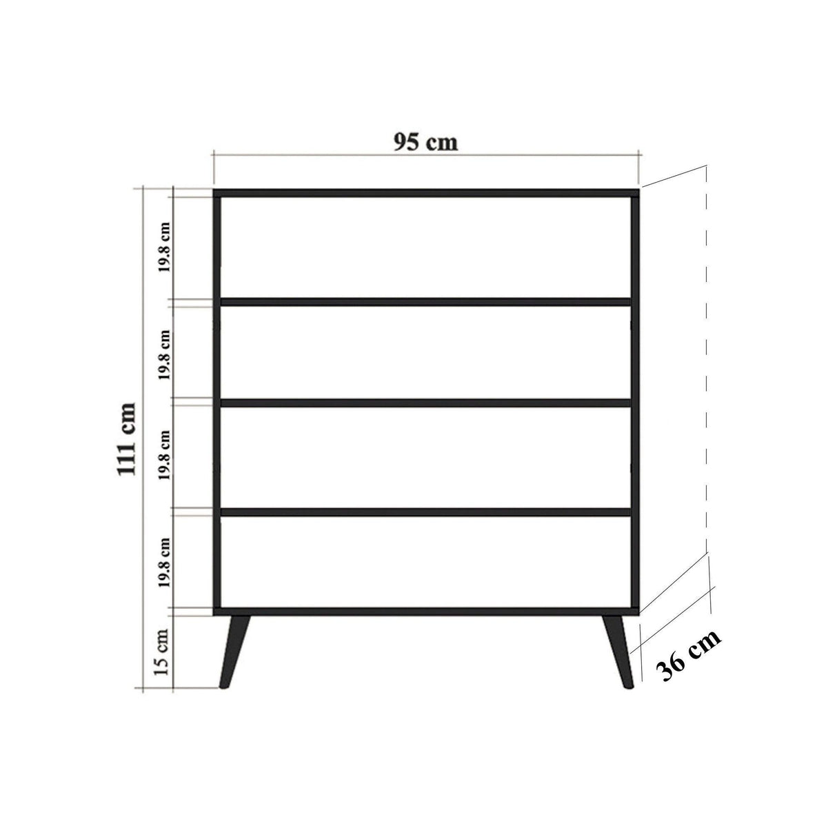 Comoda Multilux-732, Stejar Sonoma, 36x111x95 cm