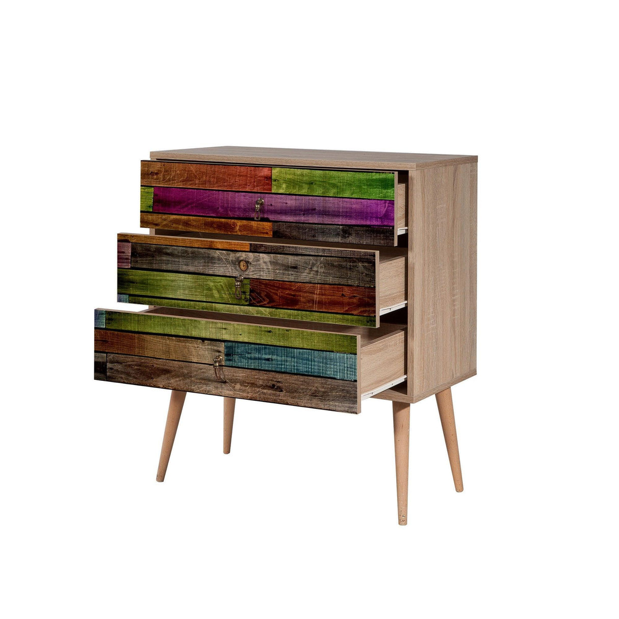 Comoda Trio Dresser 13, Stejar Sonoma, 90x40x80 cm