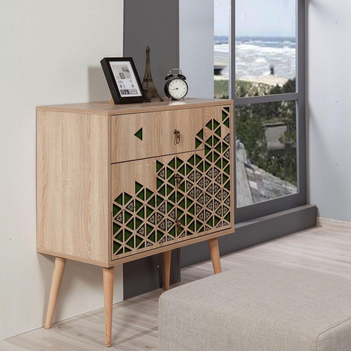 Comoda Trio Dresser 2, Sonoma, 90x40x80 cm