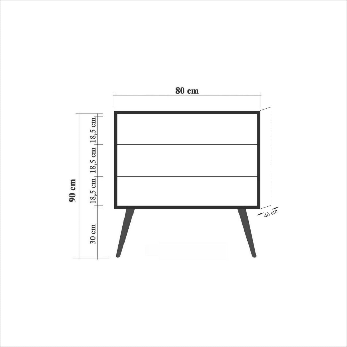 Comoda Trio Dresser 2, Sonoma, 90x40x80 cm