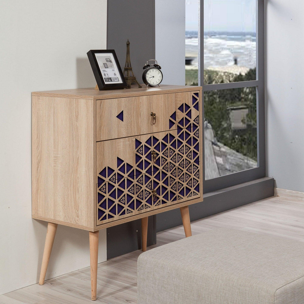 Comoda Trio Dresser 4, Sonoma, 90x40x80 cm