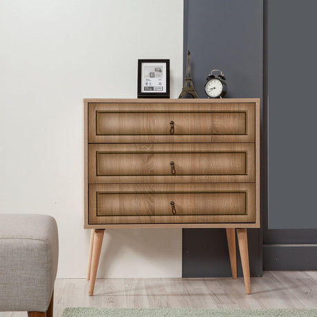 Comoda Trio Dresser 7, Stejar Sonoma, 90x40x80 cm