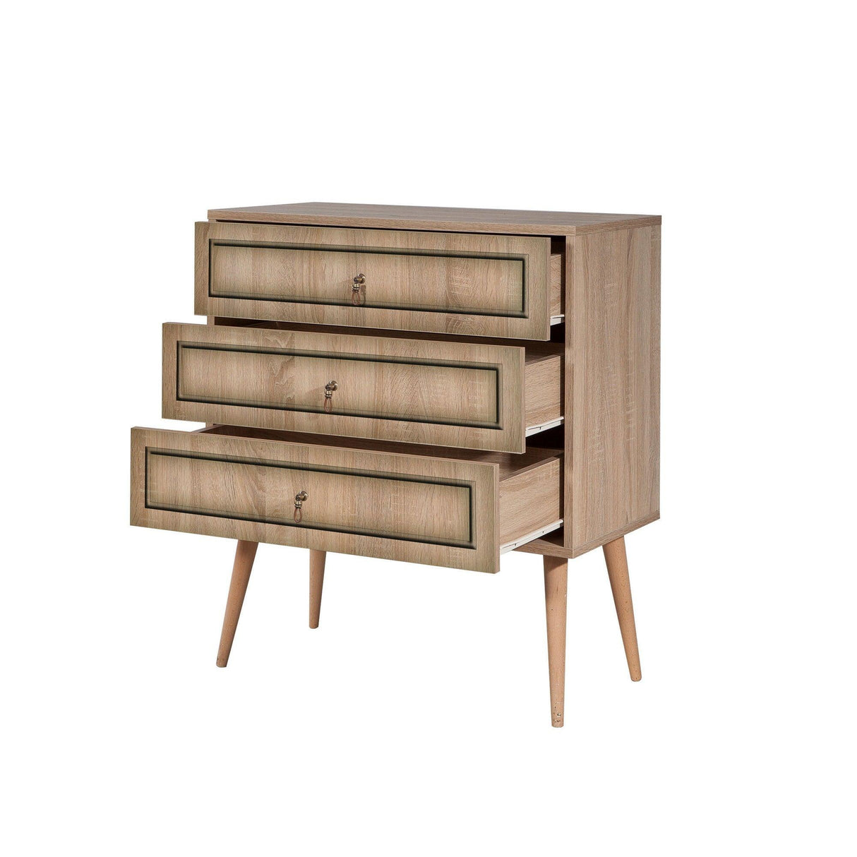 Comoda Trio Dresser 8, Stejar Sonoma, 90x40x80 cm