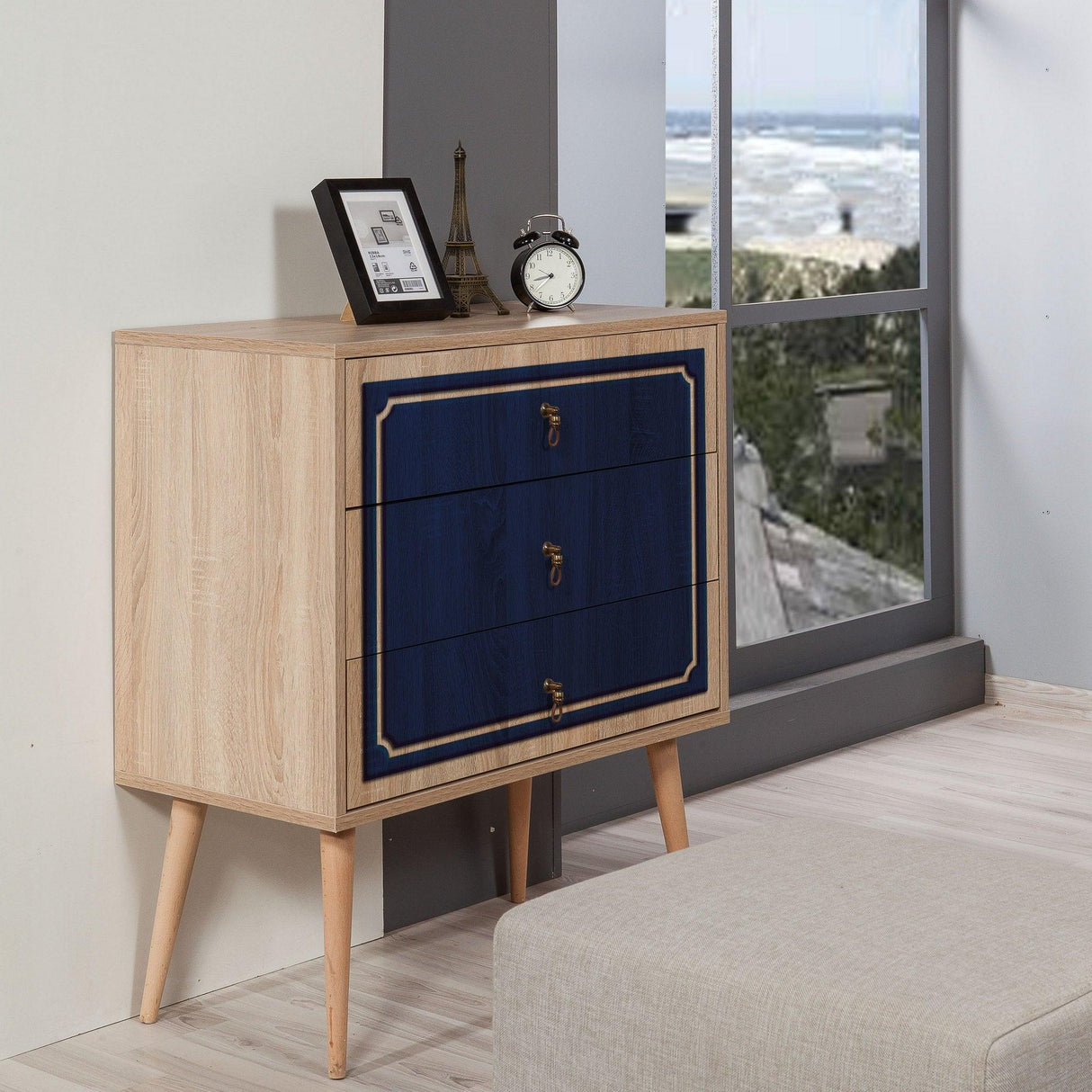 Comoda Trio Dresser 9, Sonoma, 90x40x80 cm