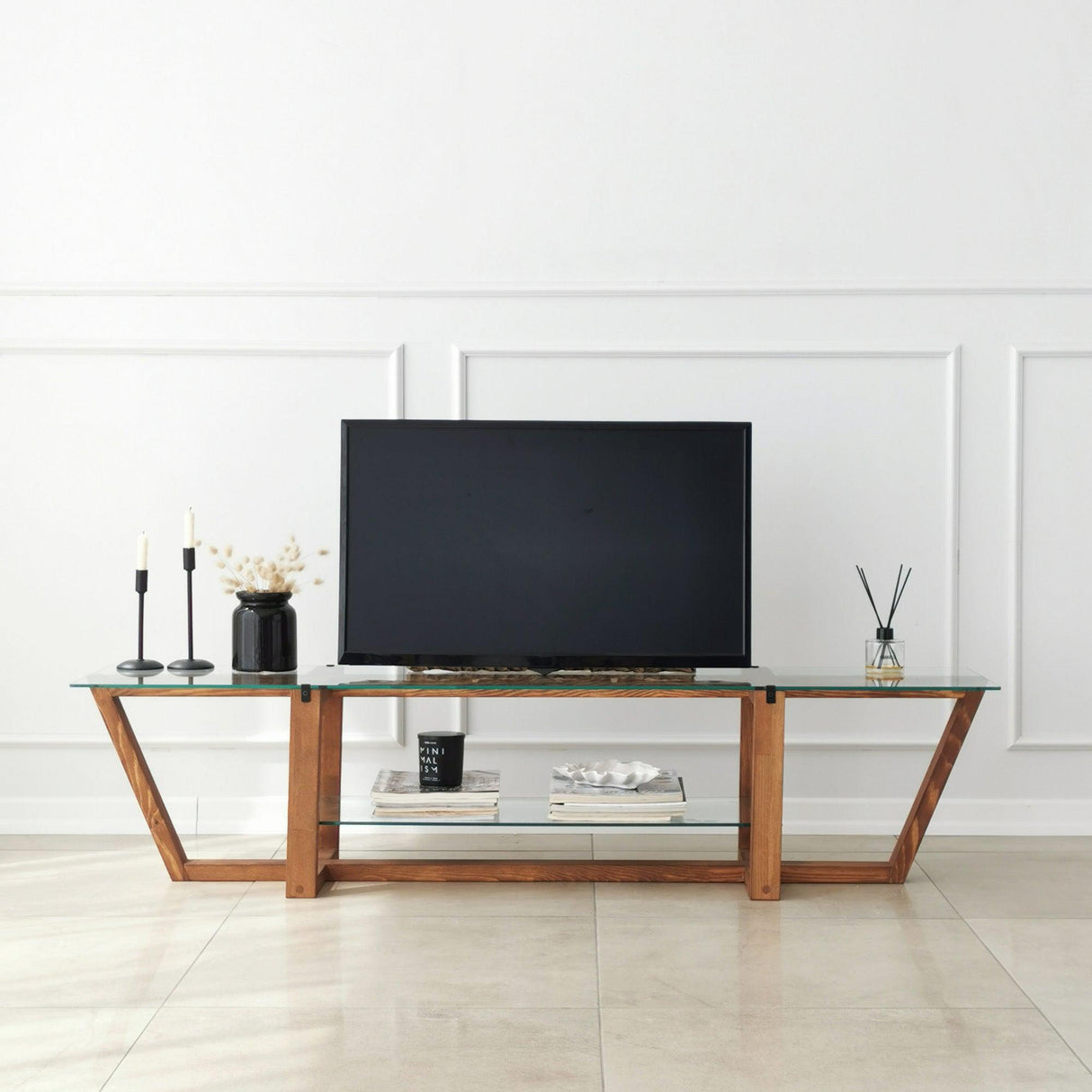 Comoda TV Amalfi - Walnut, Nuc, 35x35x158 cm