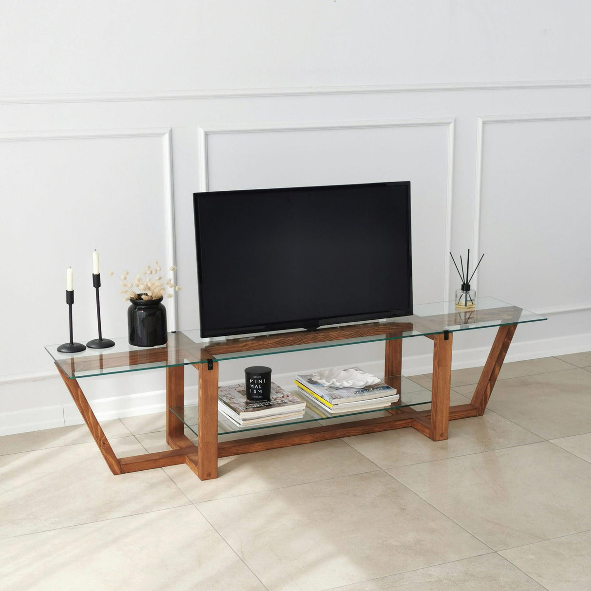 Comoda TV Amalfi - Walnut, Nuc, 35x35x158 cm