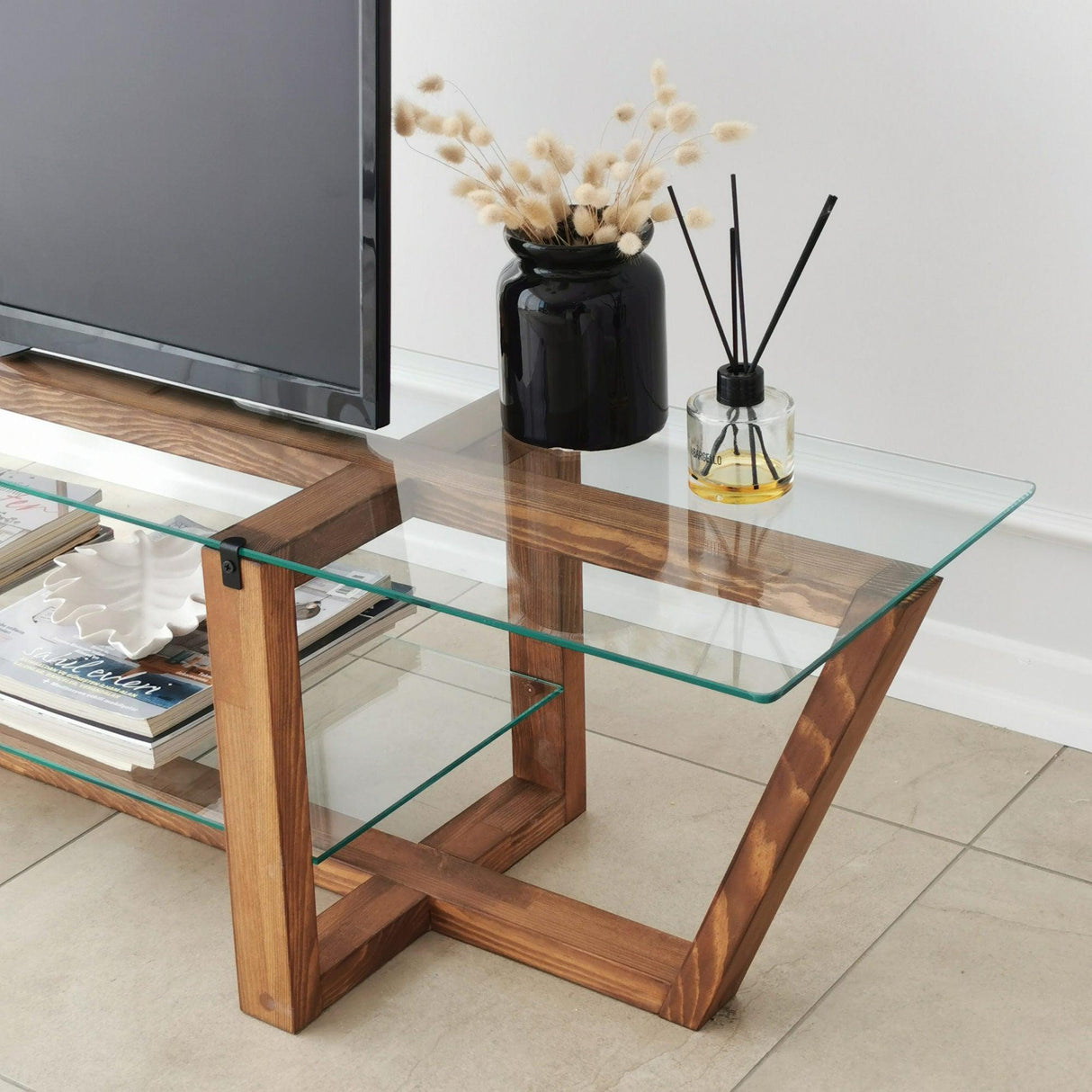 Comoda TV Amalfi - Walnut, Nuc, 35x35x158 cm