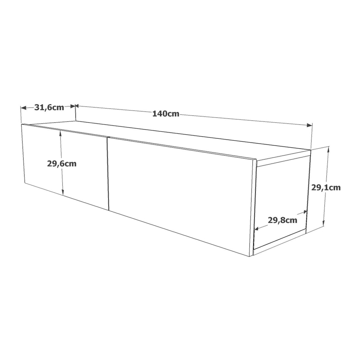 COMODA TV AR12-CA, Stejar, 140x29.1x31.6 cm