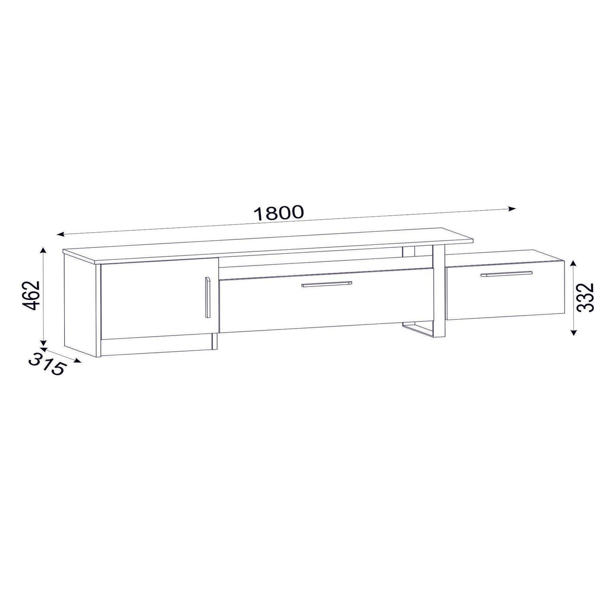 COMODA TV Aramis, Nuc, 180x46x32 cm