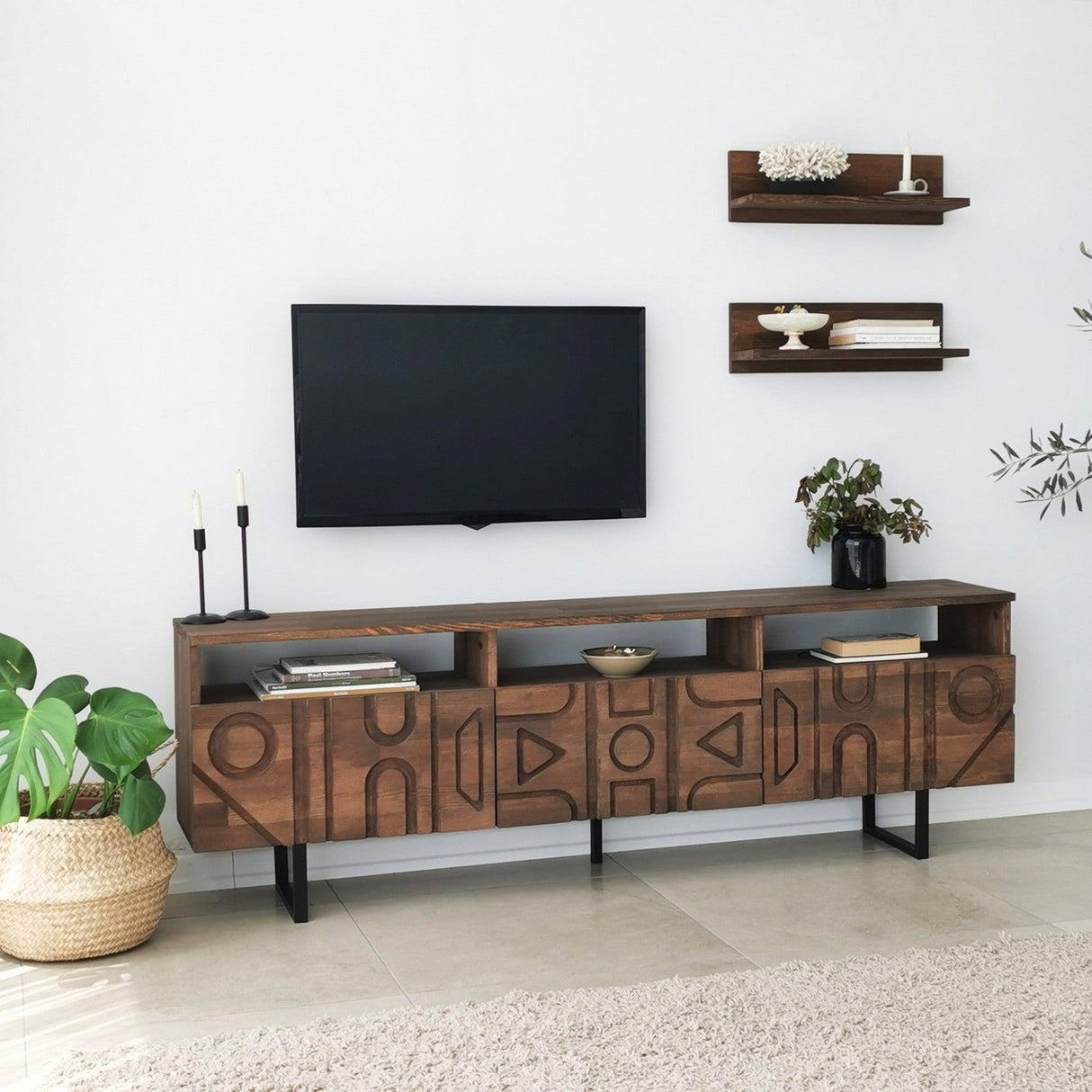 Comoda TV Aristo - Walnut, Nuc, 12x15x50 cm