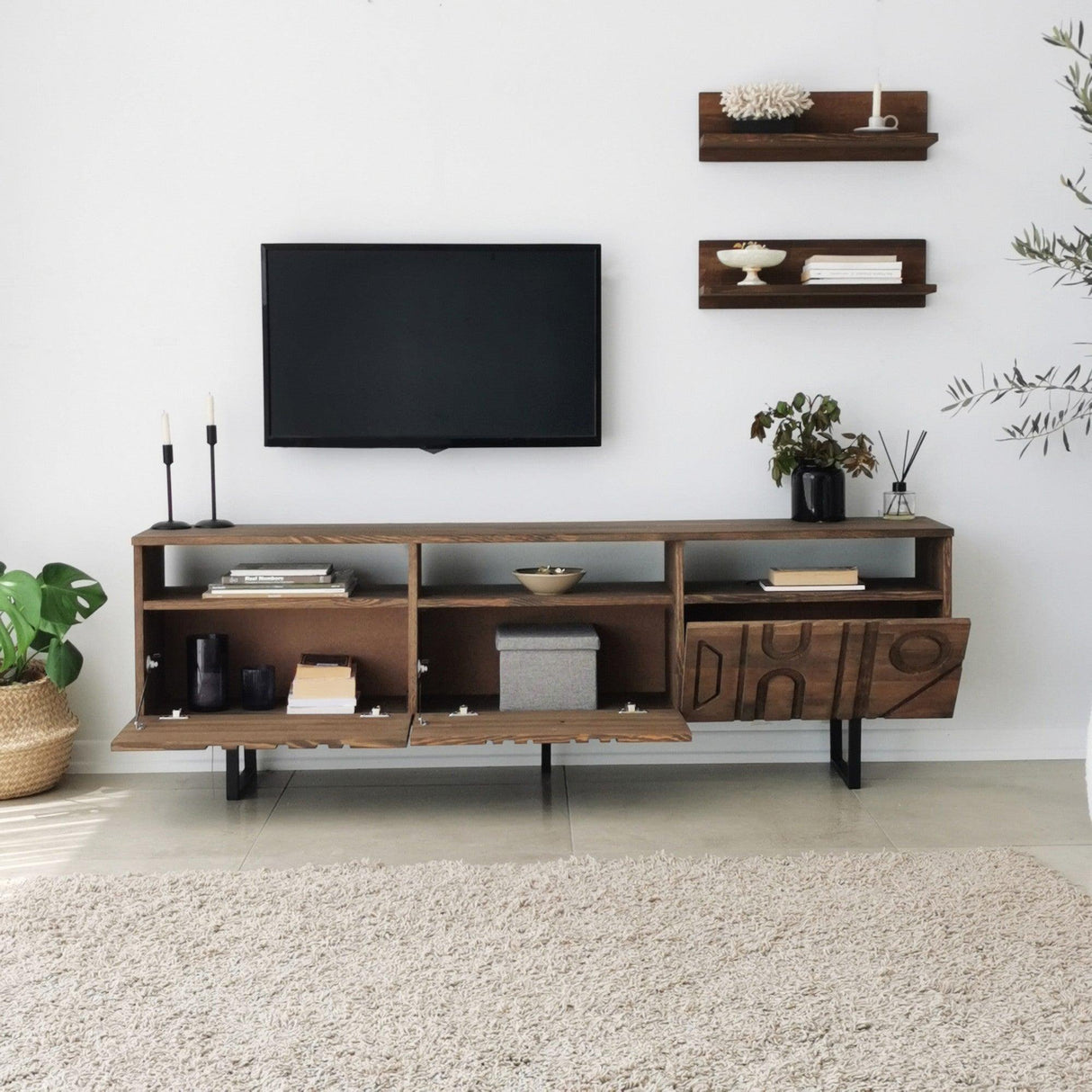 Comoda TV Aristo - Walnut, Nuc, 12x15x50 cm