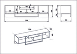 COMODA TV Asal (150) - Walnut, Black, Nuc, 149x40x33 cm