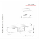 COMODA TV Ayden - Marble, Nuc, 150x40x30 cm