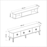 Comoda TV Bien, Gri, 180x50x35 cm