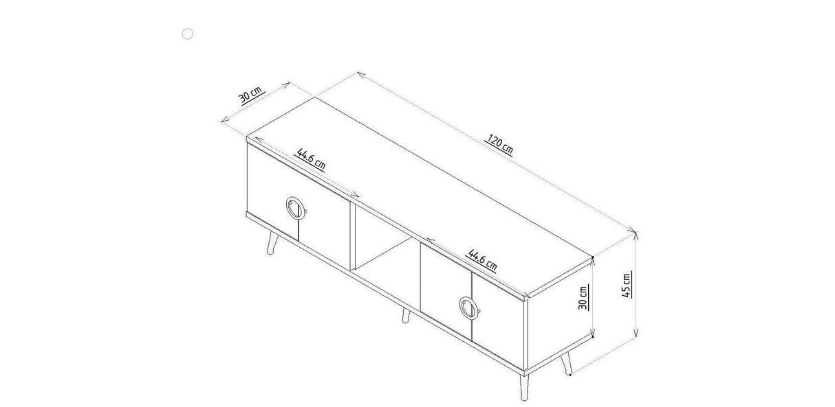 Comoda TV Cey - White, Alb, 45x30x120 cm