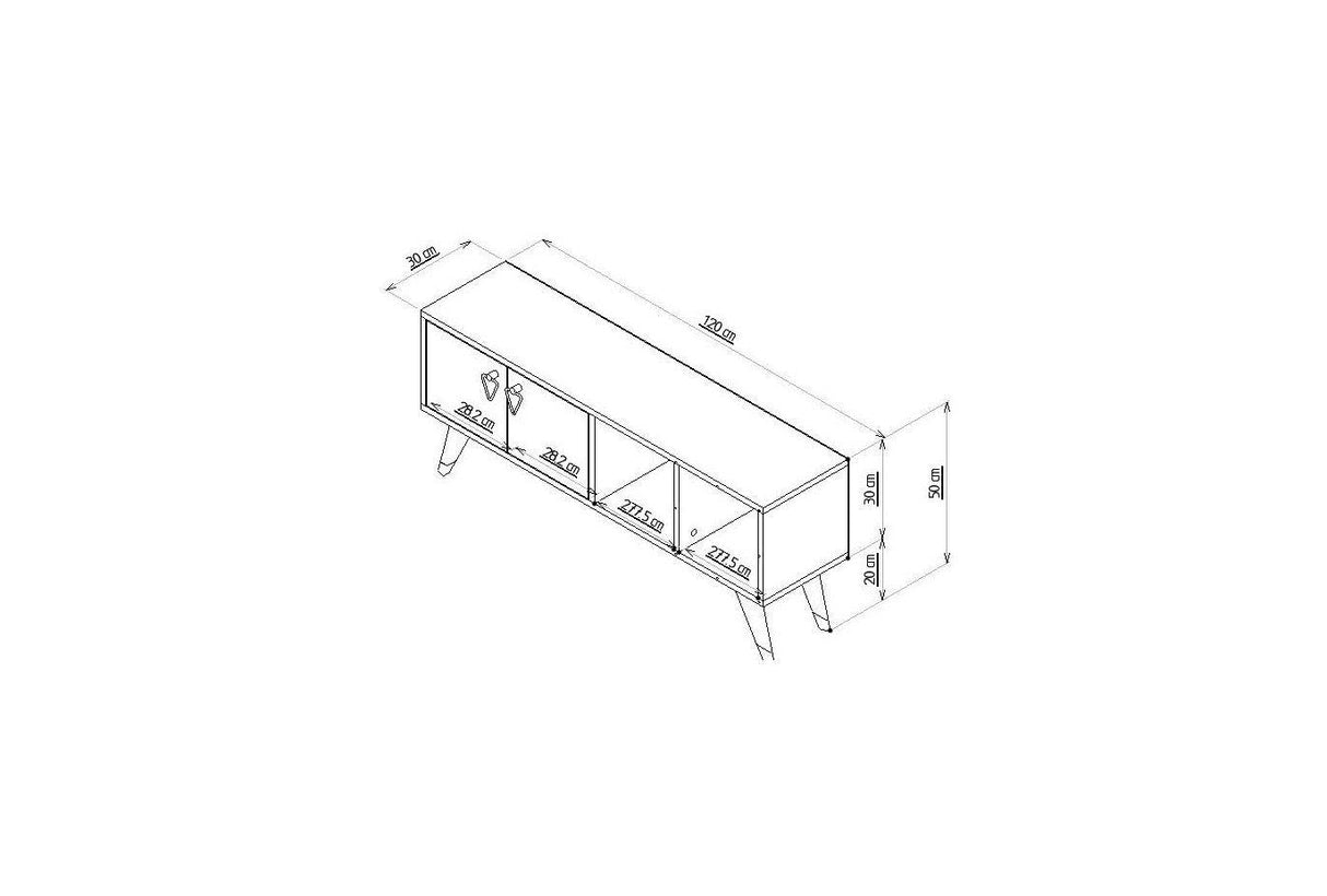 Comoda TV Crava - White, Alb, 50x30x120 cm