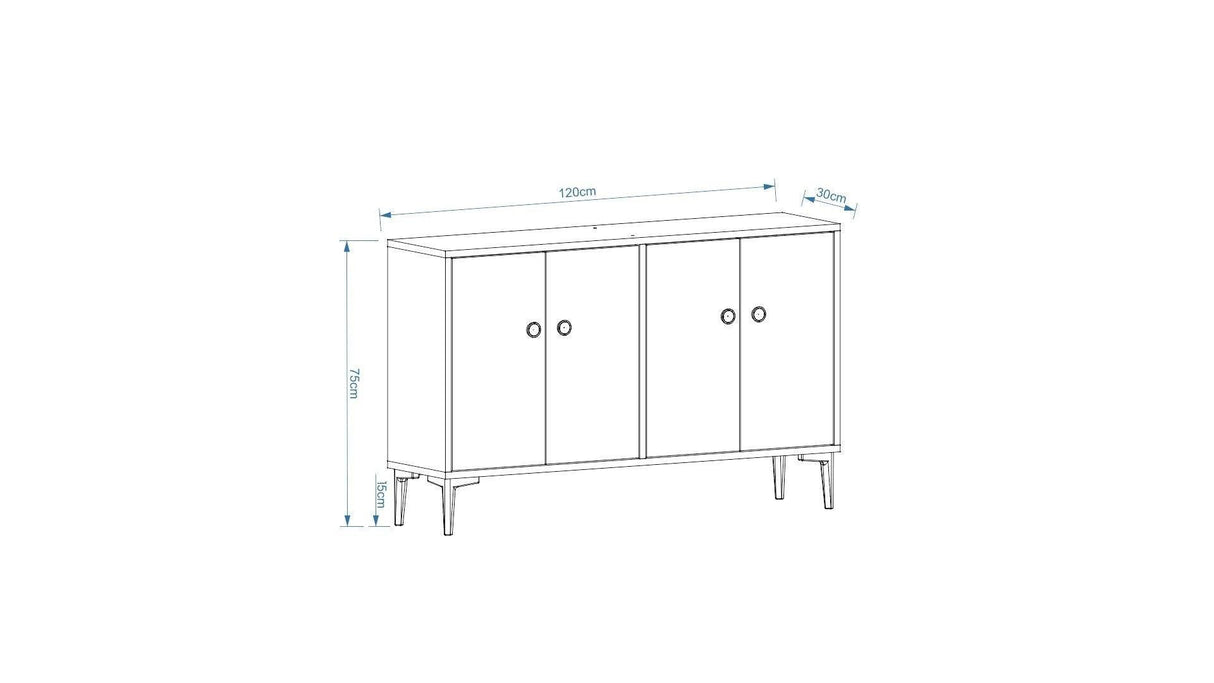 Comoda TV Cria - Sapphire Oak, Stejar, 75x30x120 cm