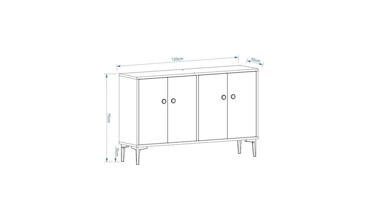 Comoda TV Cria - White, Alb, 75x30x120 cm