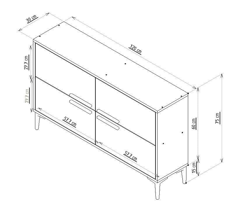 Comoda TV Ctn - White, Alb, 75x30x120 cm