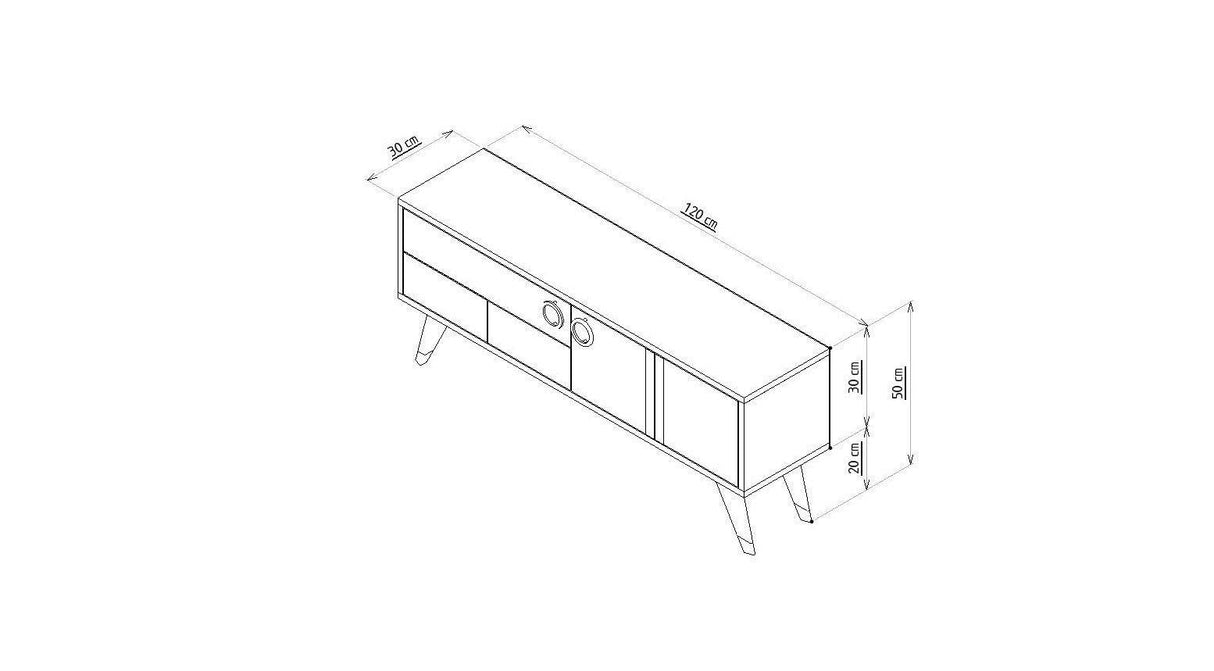 Comoda TV Eagle - Anthracite, Gri, 50x30x120 cm