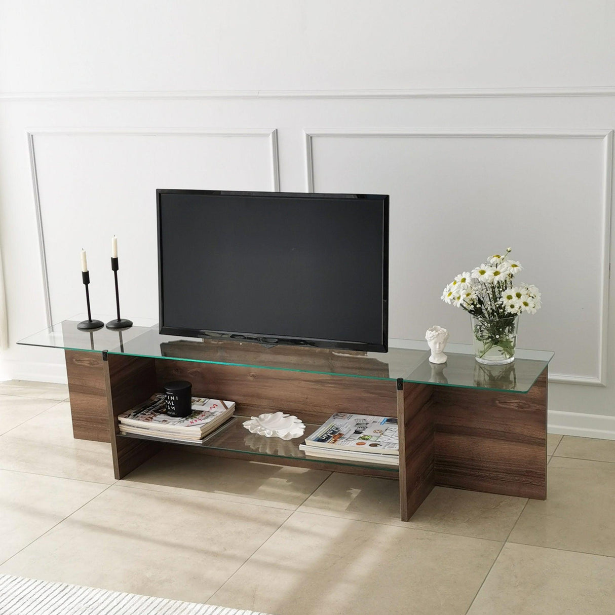 Comoda TV Escape - Walnut, Nuc, 35x40x158 cm