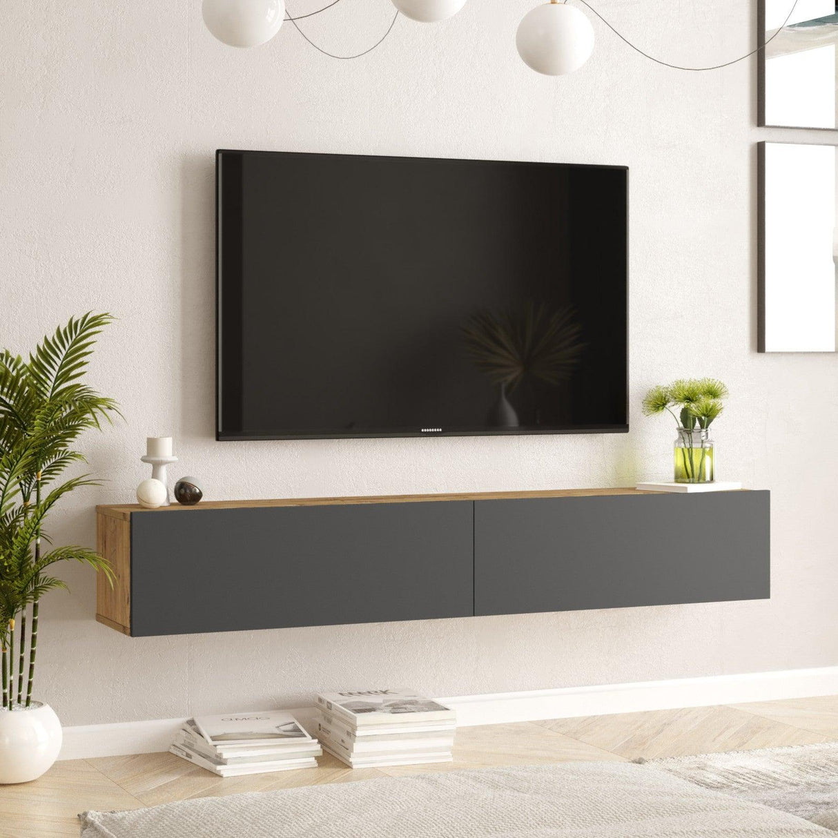 COMODA TV HM4 - CG, Stejar, 180x29.6x31.6 cm