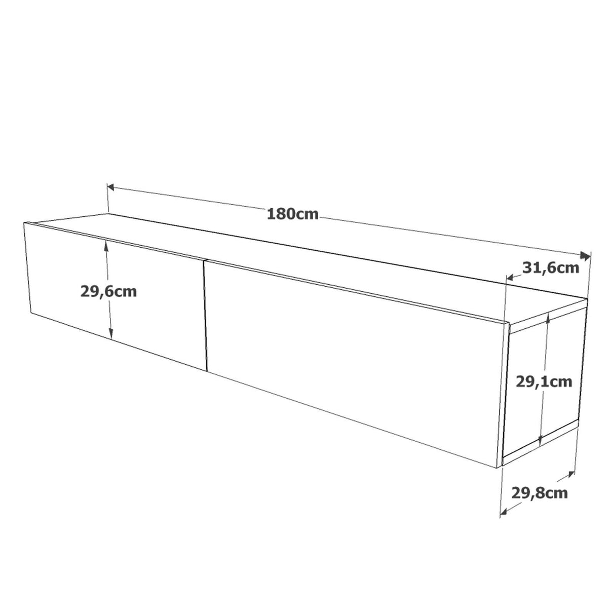 COMODA TV HM4 - CG, Stejar, 180x29.6x31.6 cm