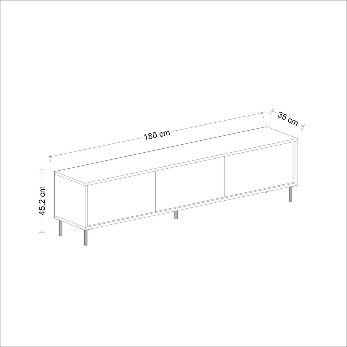 COMODA TV Imaj - Anthracite, Gri, 180x45x35 cm