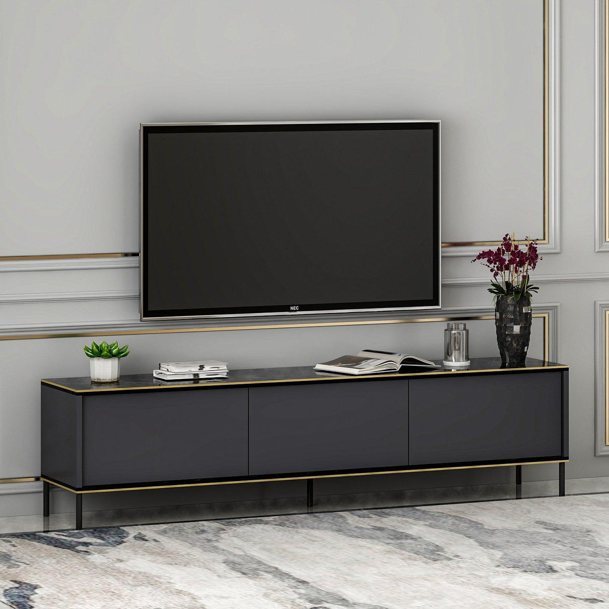 COMODA TV Imaj - Anthracite, Gri, 180x45x35 cm