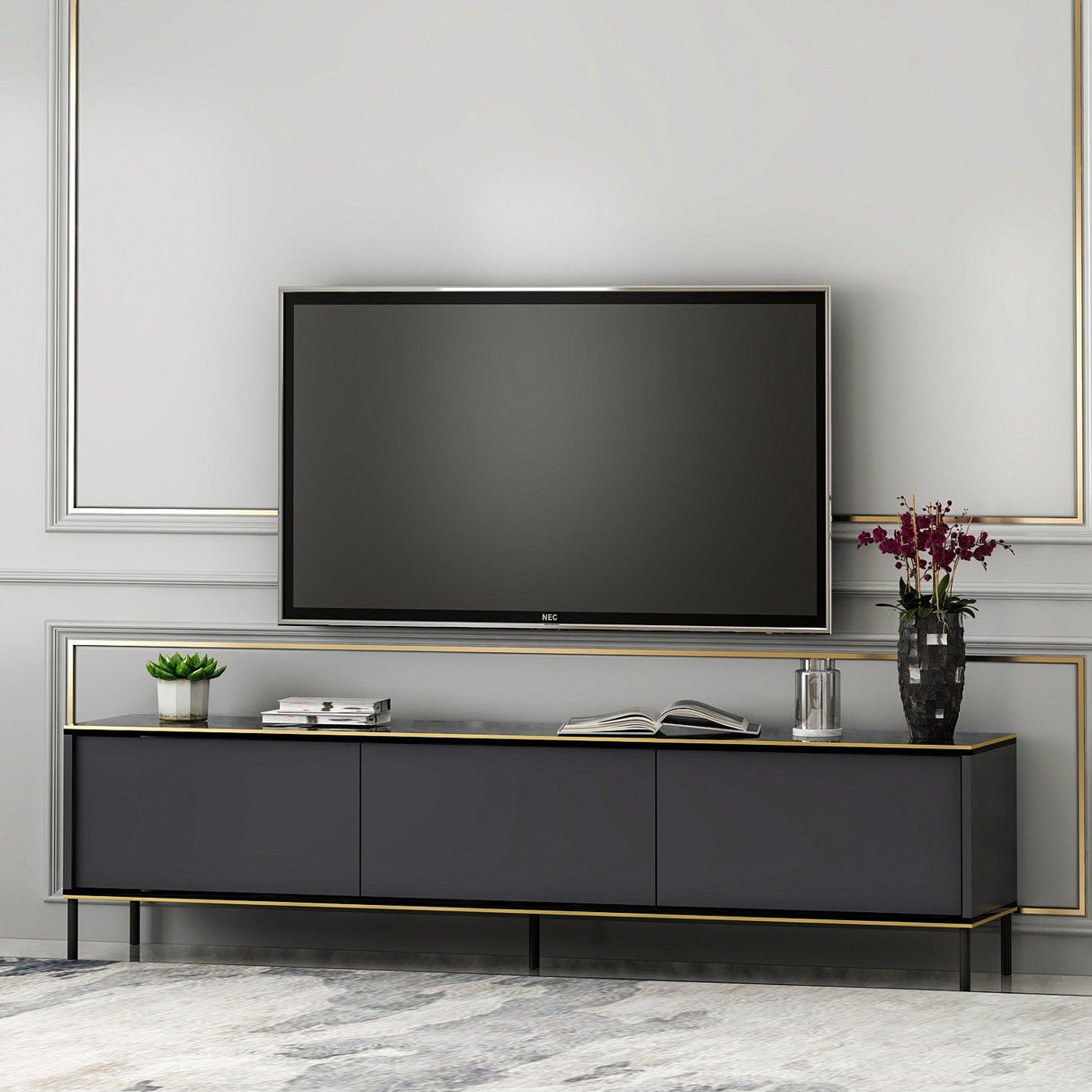 COMODA TV Imaj - Anthracite, Gri, 180x45x35 cm