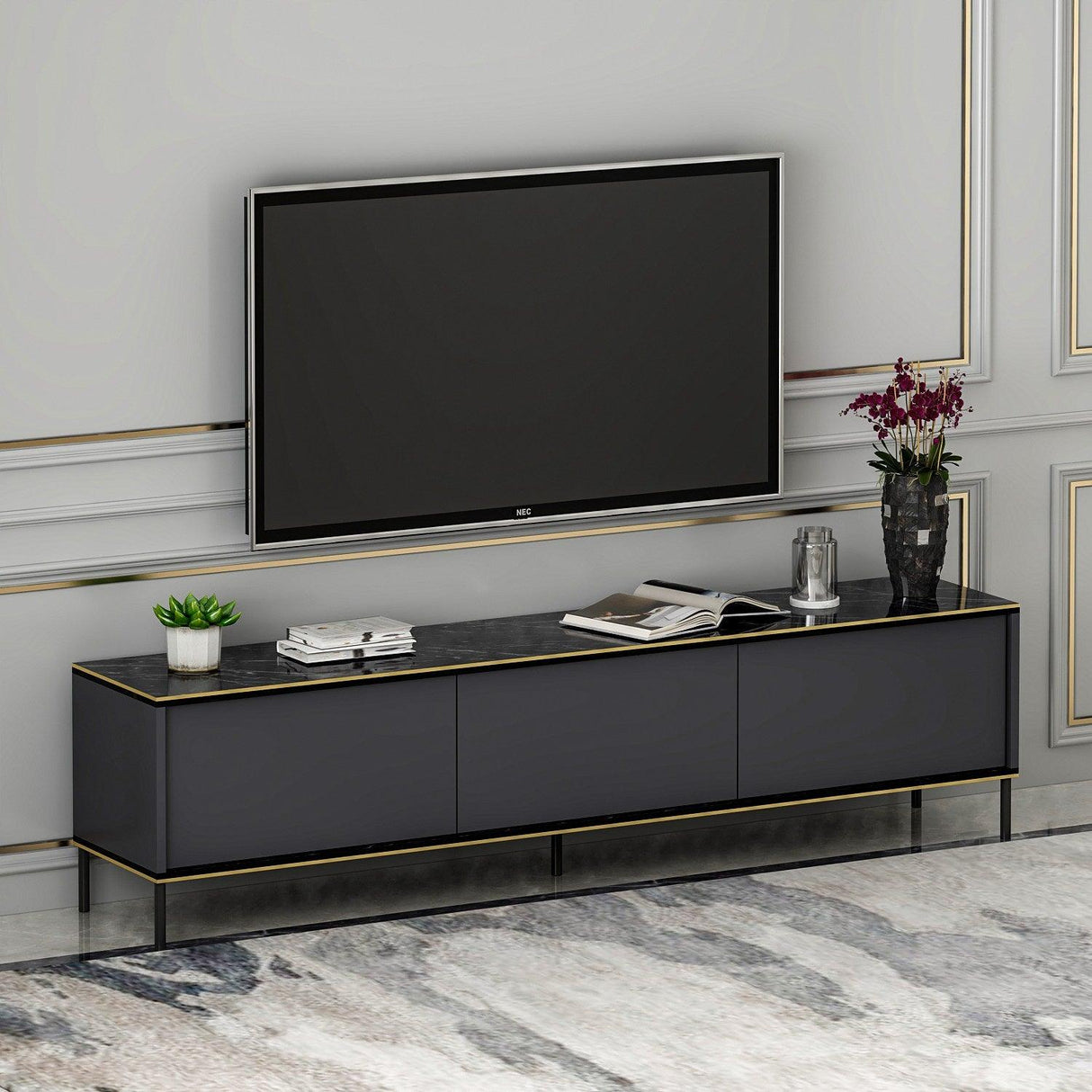 COMODA TV Imaj - Anthracite, Gri, 180x45x35 cm