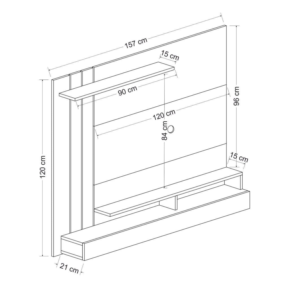 Comoda TV Lawrance, Gri inchis, 157x120x21 cm