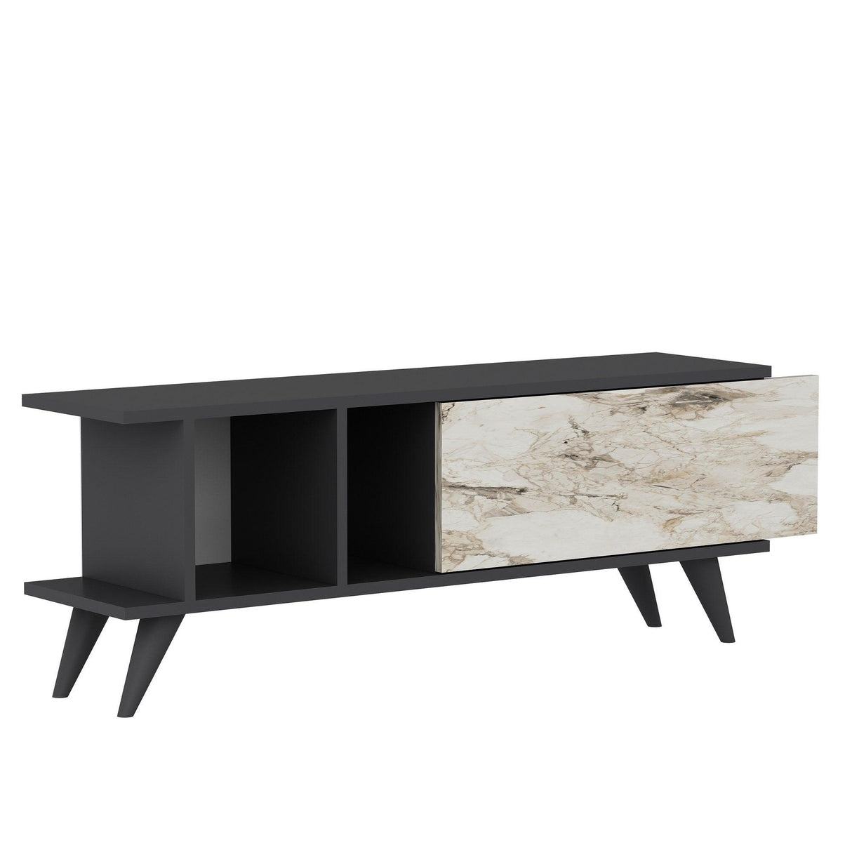 Comoda TV Liberty - Anthracite, Marble, Gri, 45x30x120 cm