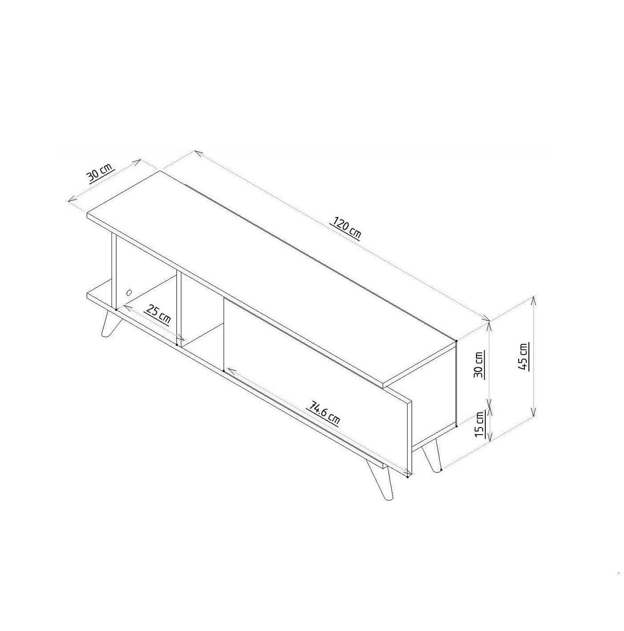 Comoda TV Liberty - Anthracite, Marble, Gri, 45x30x120 cm