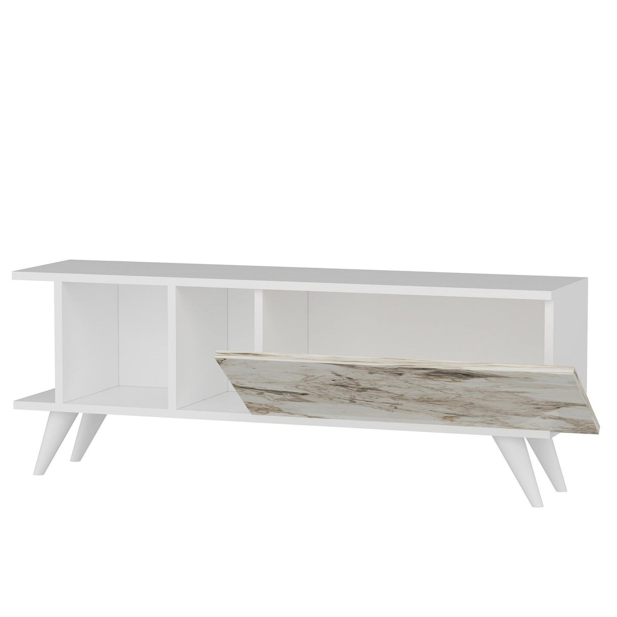 Comoda TV Liberty - White, Marble, Alb, 45x30x120 cm